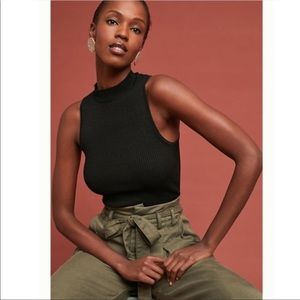 Anthropologie Moth Black Ribbed Tank Size S